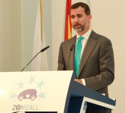 Su Alteza Real el Príncipe de Asturias durante su intervención en la inauguración del proyecto de movilidad eléctrica "Zem2all"